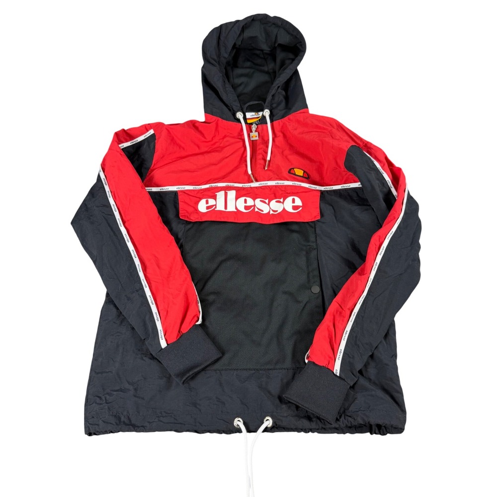 Ellesse Nikki Red Black Colorblock Pullover Windbreaker Jacket US 4 UK 8 SJD0821